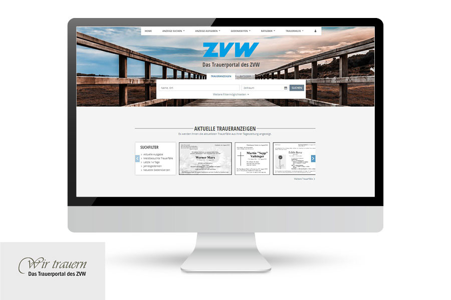 zvw-trauer.de Gesamtpaket Portal-Branding